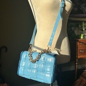 Blue Woven Crossbody/Shoulder Bag